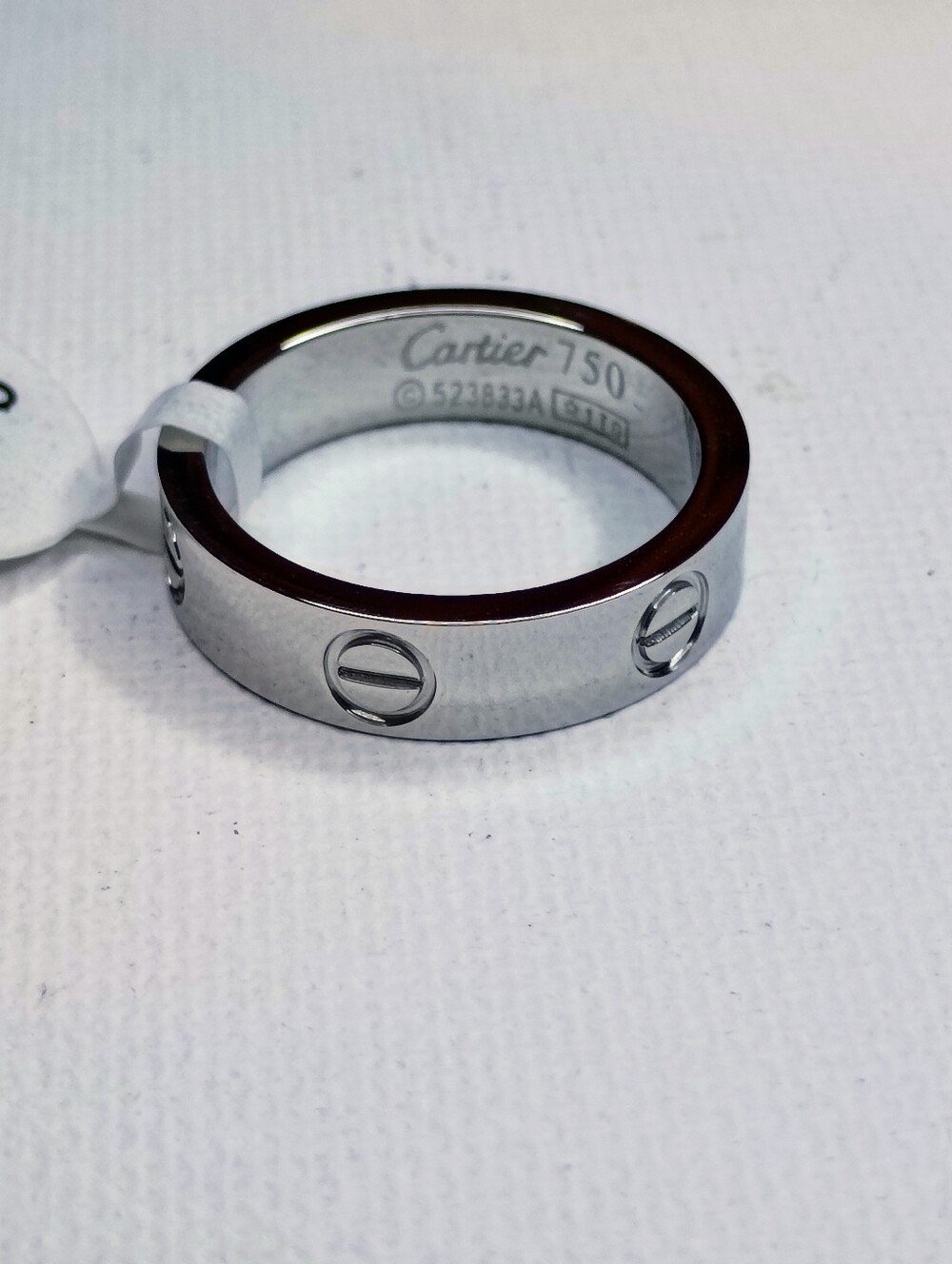 New White Gold Love Band Ring - Silver Tone Size 7